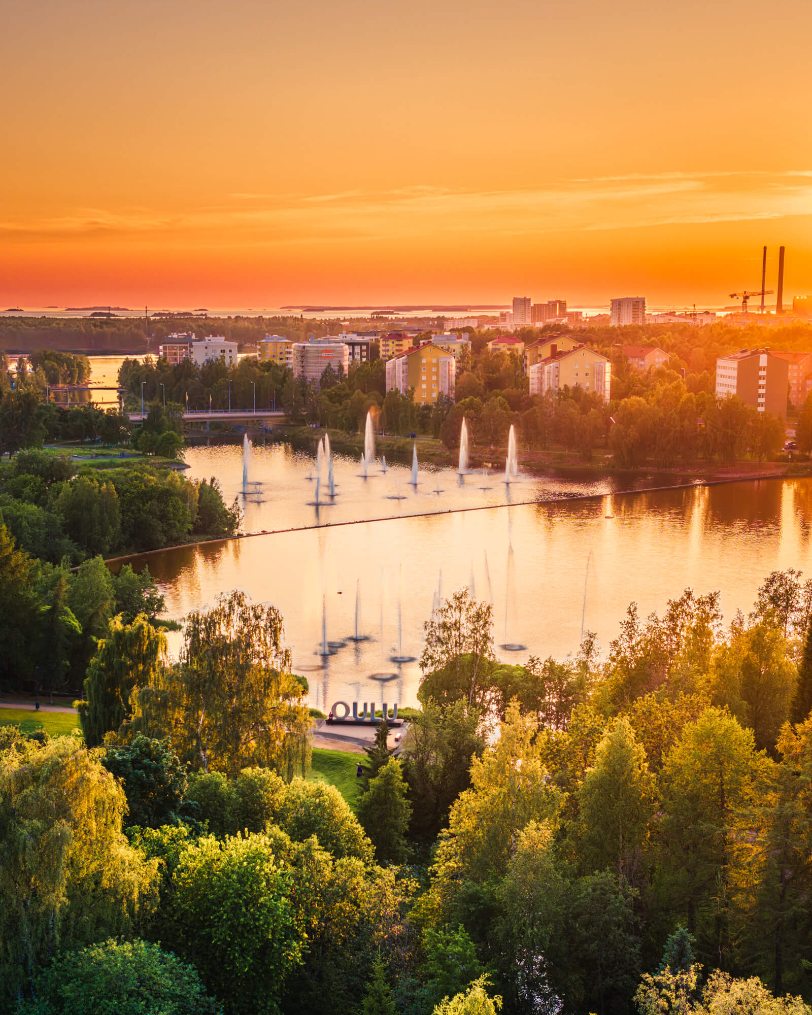 Dronekuva Oulusta, kaupunki ja aluekuva